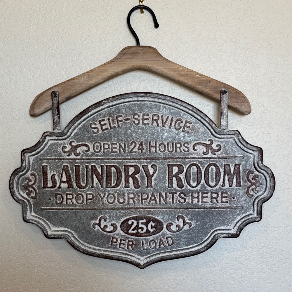 Vintage-Style Metal Laundry Room Wall Sign